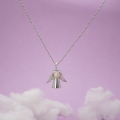 Handmade Silver Angel Necklace with Pearl Head