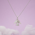 Handmade Silver Angel Necklace with Pearl Head