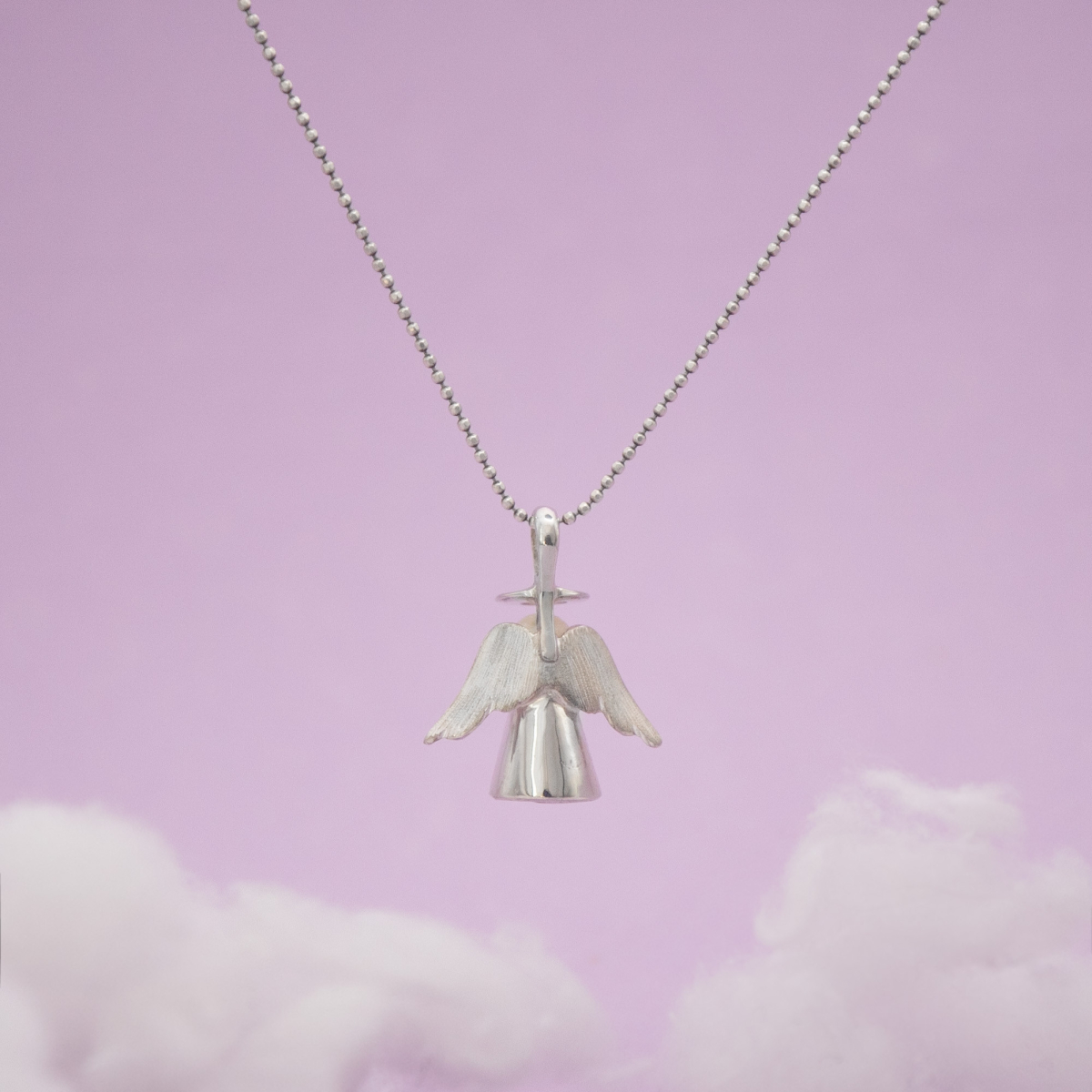 Handmade Silver Angel Necklace with Pearl Head