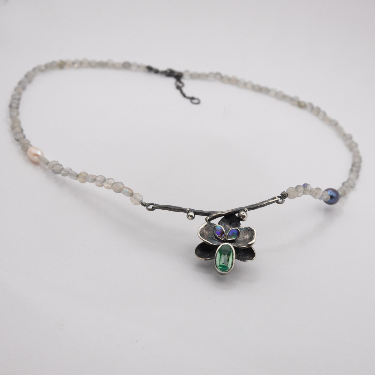 Orchid Necklace with Labradorite Strand