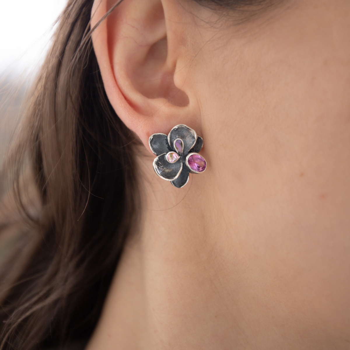 Cyclamen Orchid earrings