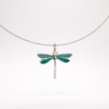 Turquoise Harmony – Large Dragonfly Necklace with Turquoise and Malachite