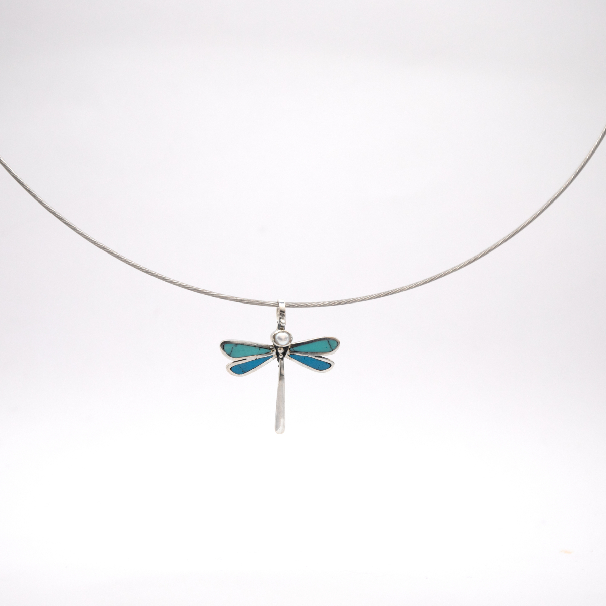 Blue Harmony – Small Dragonfly Necklace