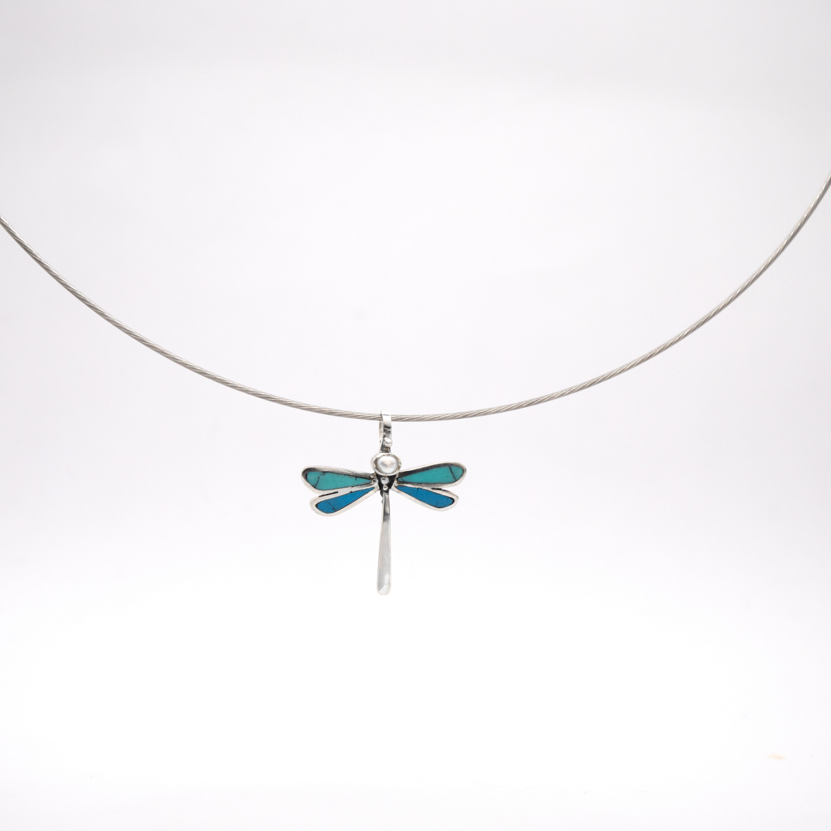 Blue Harmony – Small Dragonfly Necklace
